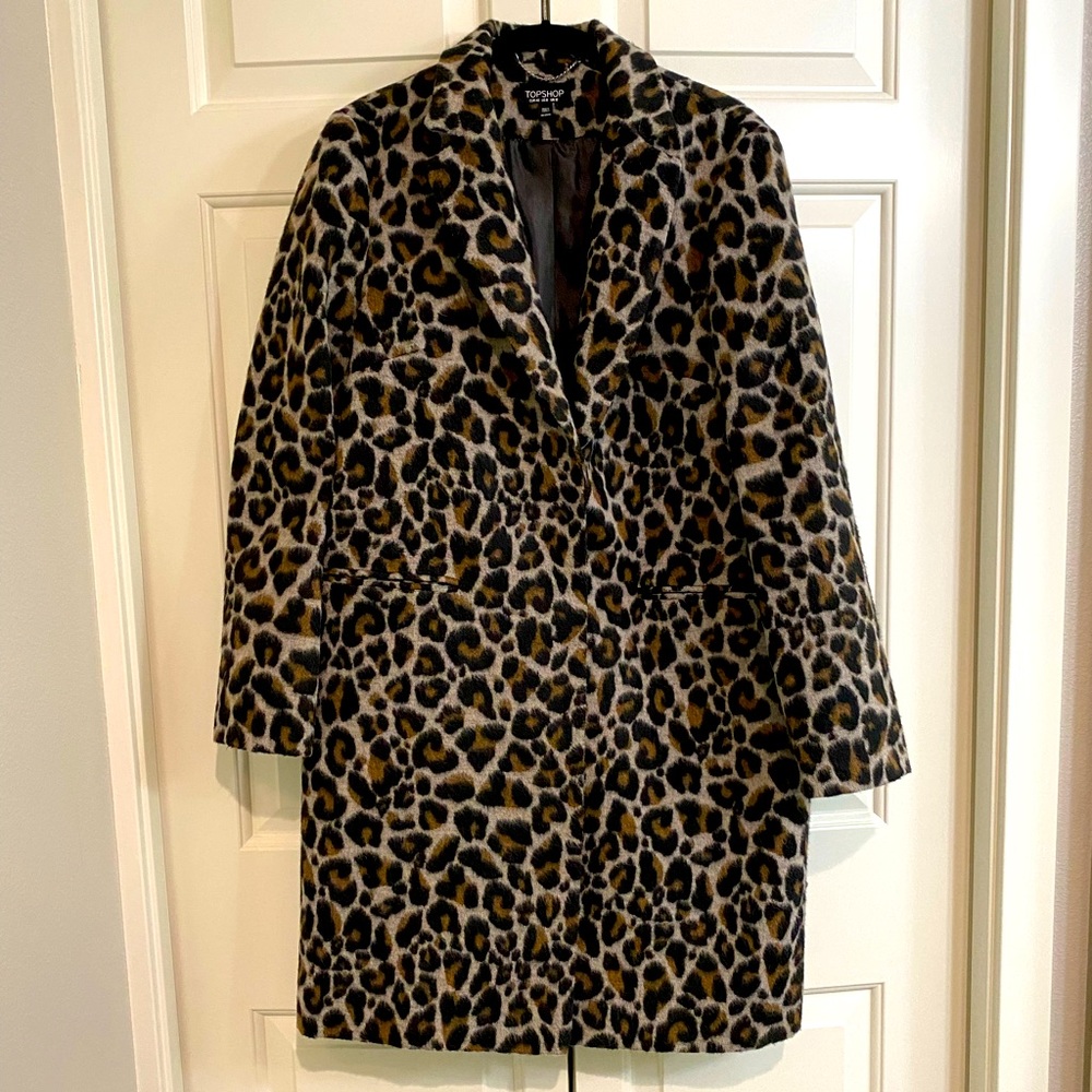 Topshop leopard coat, US 8